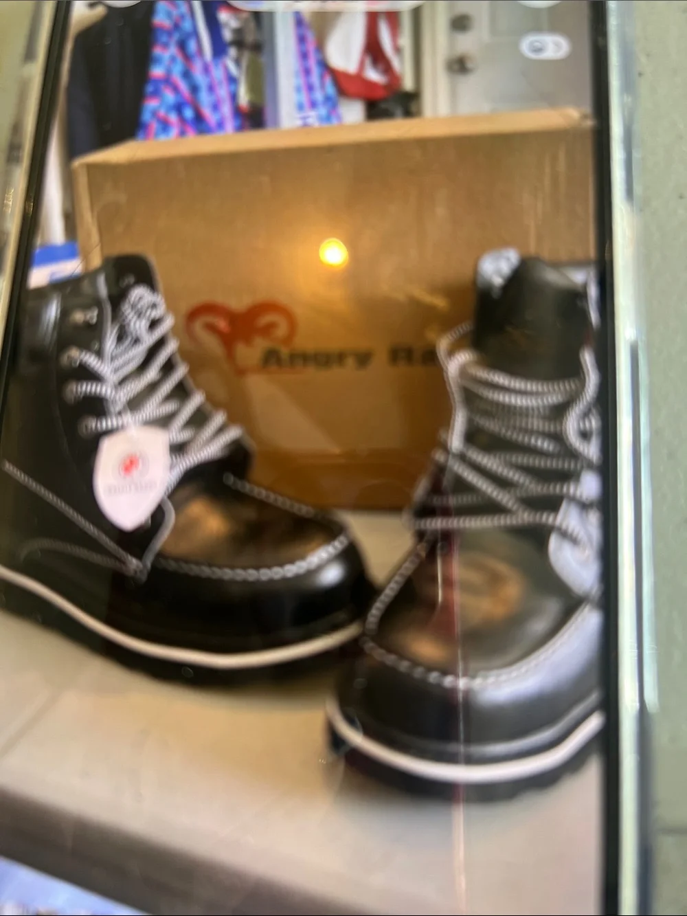 Men's Black Lace-Up Leather Work Boots